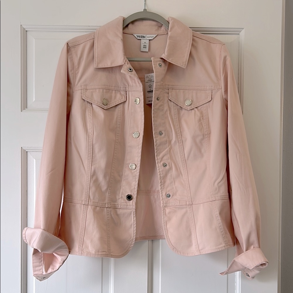 NWT White House Black Market Women's Pink Jacket with snap buttons size 12